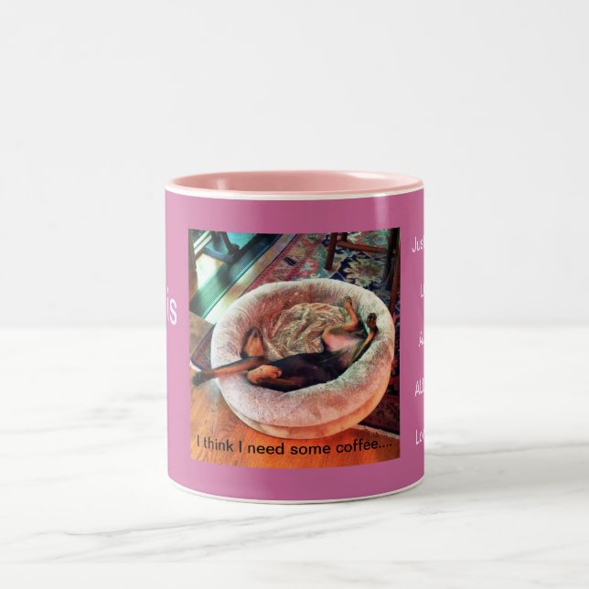 Jag tänker att jag behöver något kaffe Två-Tonad mugg (Center)