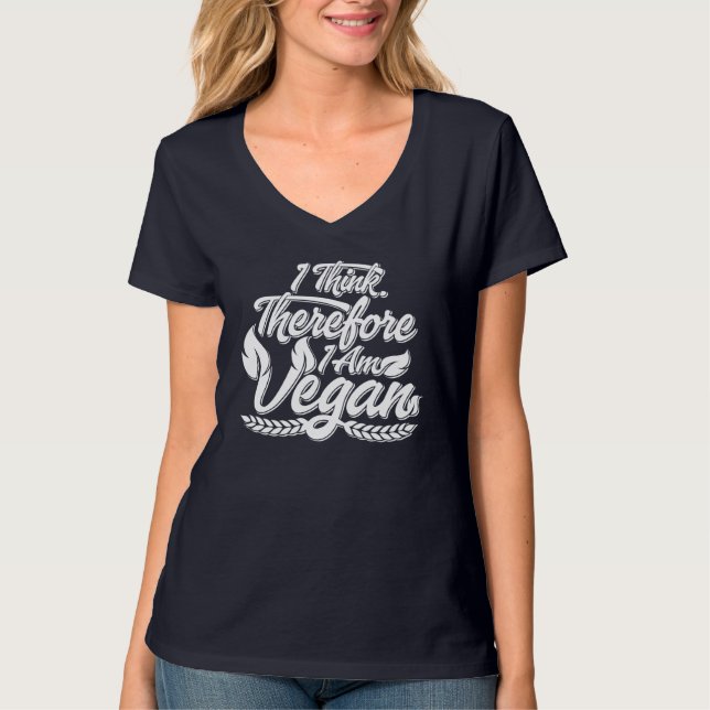 Jag Tänker, Därför Är Jag Vegan T Shirt (Framsida)