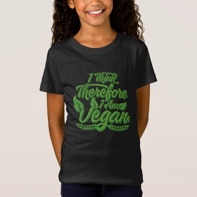 Jag Tänker, Därför Är Jag Vegan T Shirt (Framsida)
