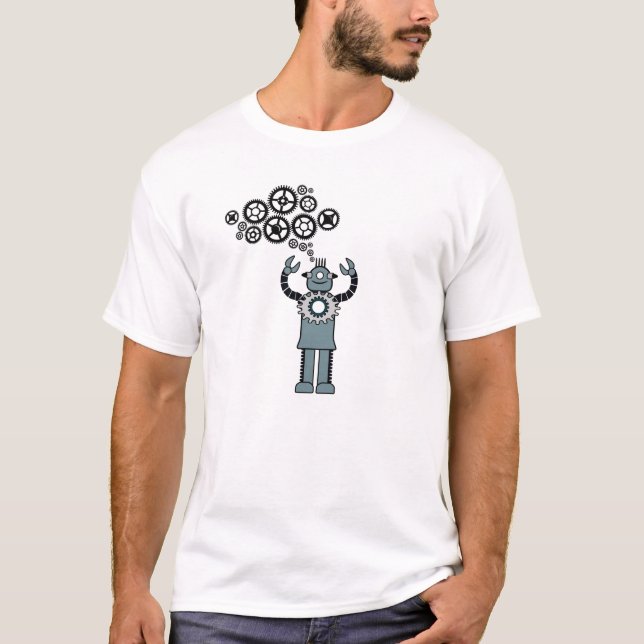 Jag tänker i robot - den Steampunk roboten talar! Tee Shirt (Framsida)