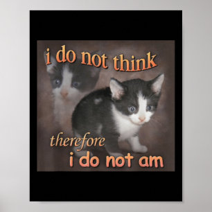 Jag Tänker Inte Därför Är Jag Inte Katt Meme Män  Poster