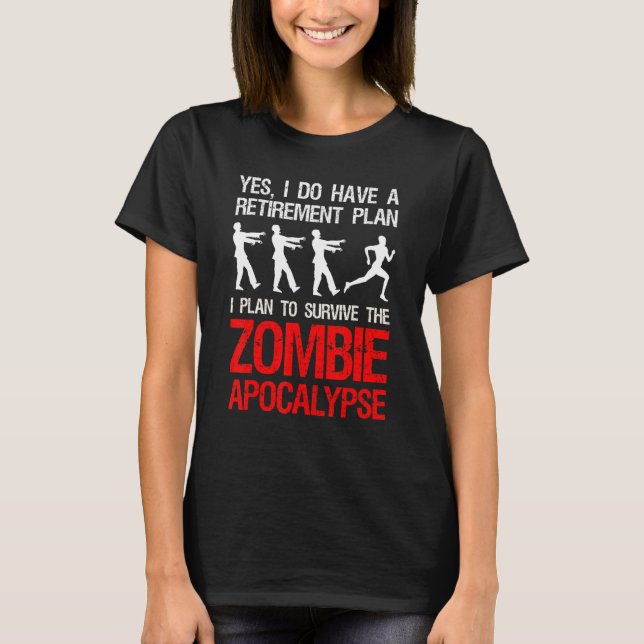 Jag tänker Överleva Zombie Apocalypse-Springerna T Shirt (Framsida)