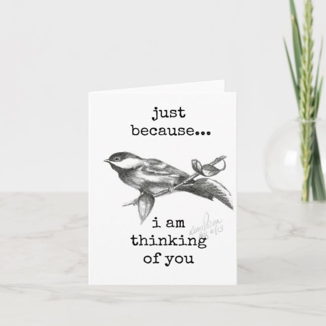 Jag tänker på dig, Chickadee Card Kort (Framsida)