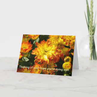 Jag tänker på dig! Hoppas du klarar dig bra. Kort