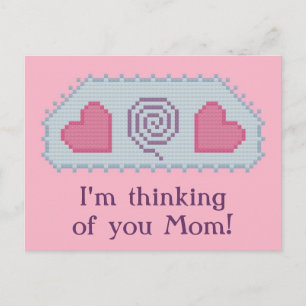 Jag tänker på dig Mamma! Hearts Spiral Vykort