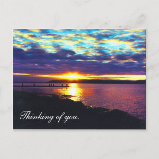 Jag tänker på dig. sunset sjö postcard_vågrät vykort