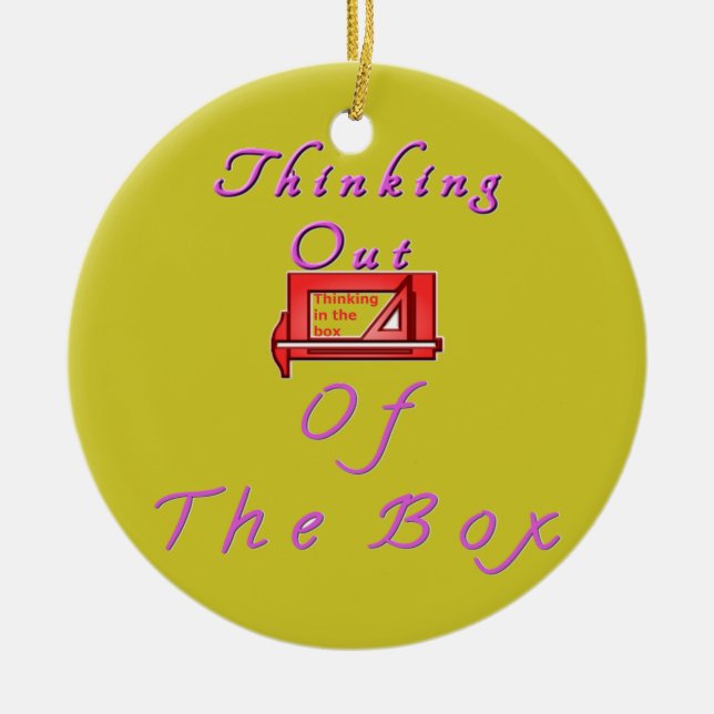 Jag tänker ut ur lådan. julgransprydnad keramik (Framsidan)