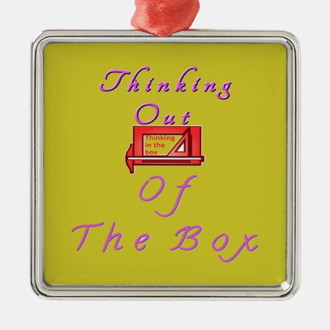 Jag tänker ut ur lådan. julgransprydnad metall (Framsidan)