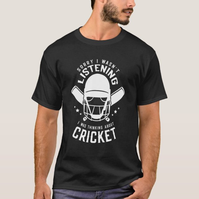Jag tänkte på Cricket Cricketer Cricket Pla T Shirt (Framsida)