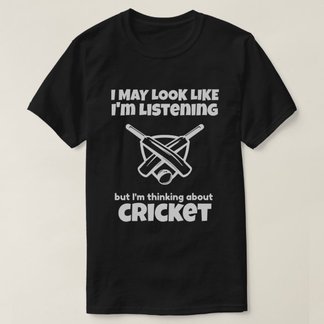 Jag tänkte på Cricket Sport Boll Game T Shirt (Design framsida)