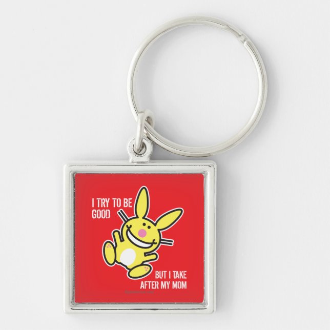 Jag tar efter min mamma fyrkantig silverfärgad nyckelring (Framsidan)