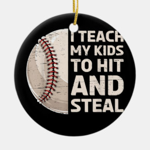 Jag tar mina barn till Slå och stjäl Baseball Boll Julgransprydnad Keramik