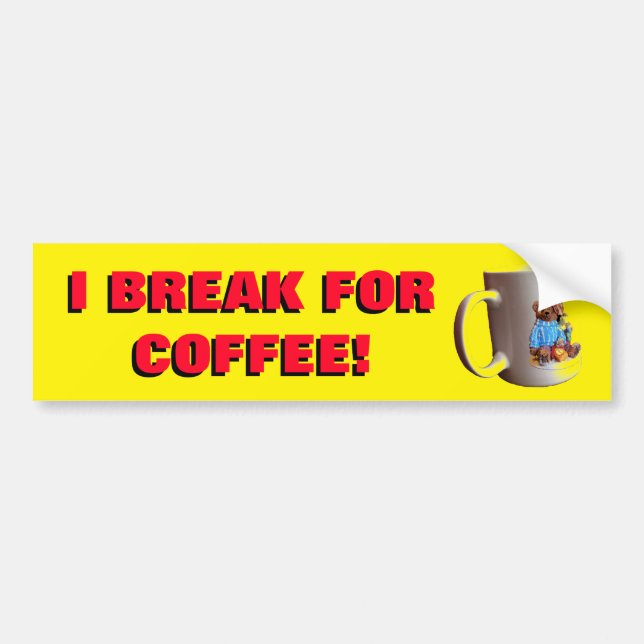 Jag tar paus för kaffe med gul mug bildekal (Framsidan)