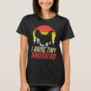 Jag tar upp Tiny Dinosaurs Chicken Retro Farm Anim T Shirt