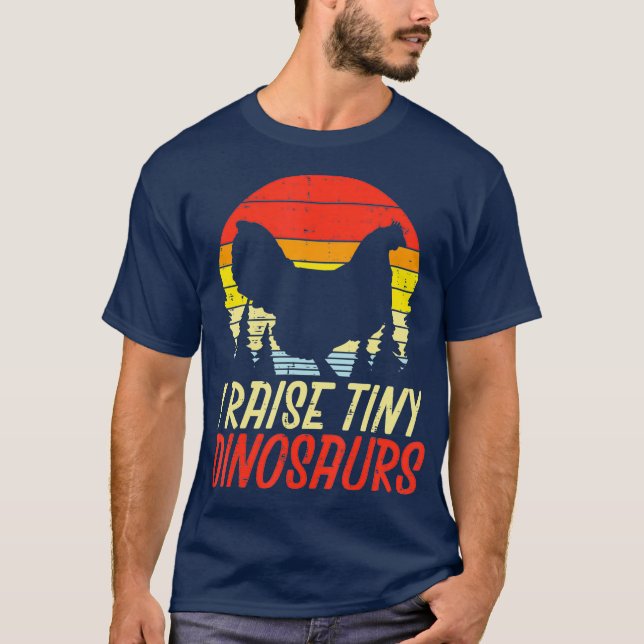 Jag tar upp tiny Dinosaurs Chicken Retro Farm Anim T Shirt (Framsida)