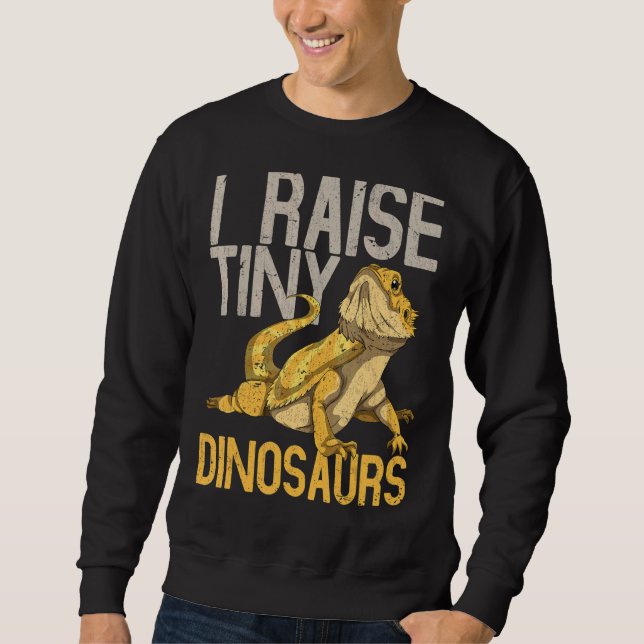 Jag tar upp Tiny Dinosaurs Reptile Lizard Bearded  Lång Ärmad Tröja (Framsida)