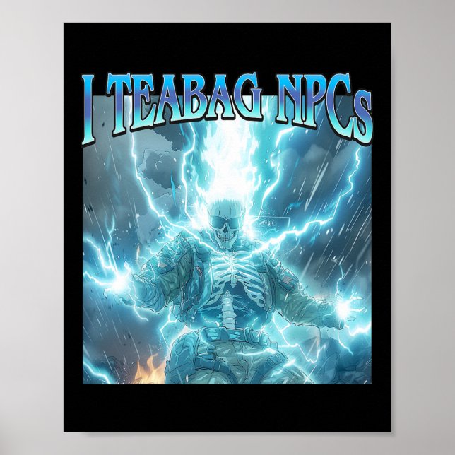 Jag Teabag Npcs - Rolig Spelande Hård Skelett Spel Poster (Framsidan)