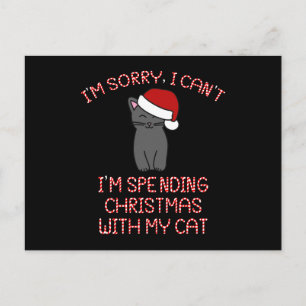 Jag tillbringar jul med min katt vykort