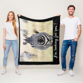 Jag tittar för dig Zebra-foto med text Fleecefilt