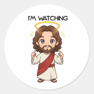 Jag tittar - Jesus reagerar Runt Klistermärke