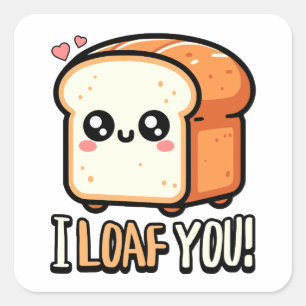 Jag tittar på dig! Cute I Kärlek Du Bread Pun Fyrkantigt Klistermärke