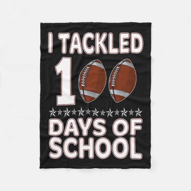 Jag tog 100 dagar med skolfotboll Lycklig 100 Fleecefilt (Framsidan)