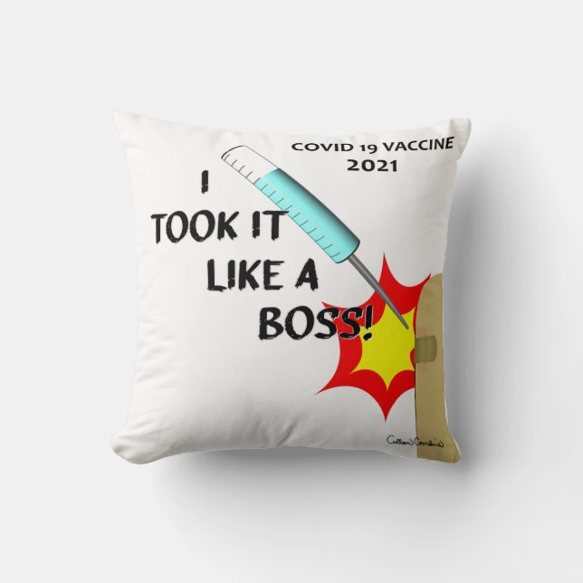 Jag tog det som ett Chef - vaccin 2021 - version 1 Kudde (Framsida)