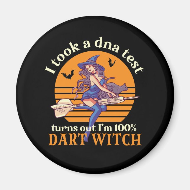 Jag tog DNA-test. Jag är Dart Witch Funny Hallowee Magnet (Framsidan)