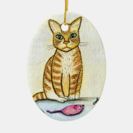 Jag tog med en present till dig julgransprydnad keramik