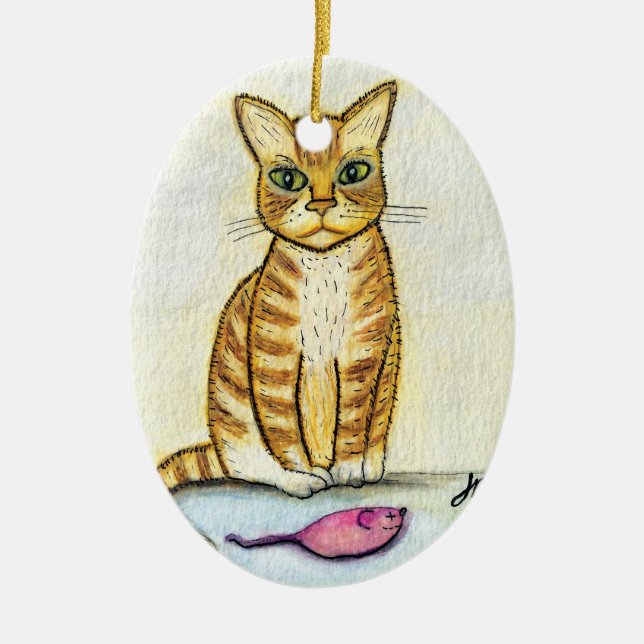 Jag tog med en present till dig julgransprydnad keramik (Framsidan)