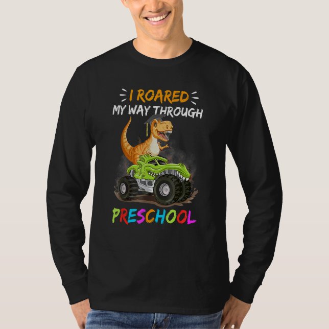 Jag tog mig igenom preschool Dino Riding Mons. T Shirt (Framsida)