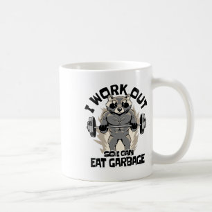 Jag tränar så jag kan äta skräp Tvättbjörn Fitness Kaffemugg