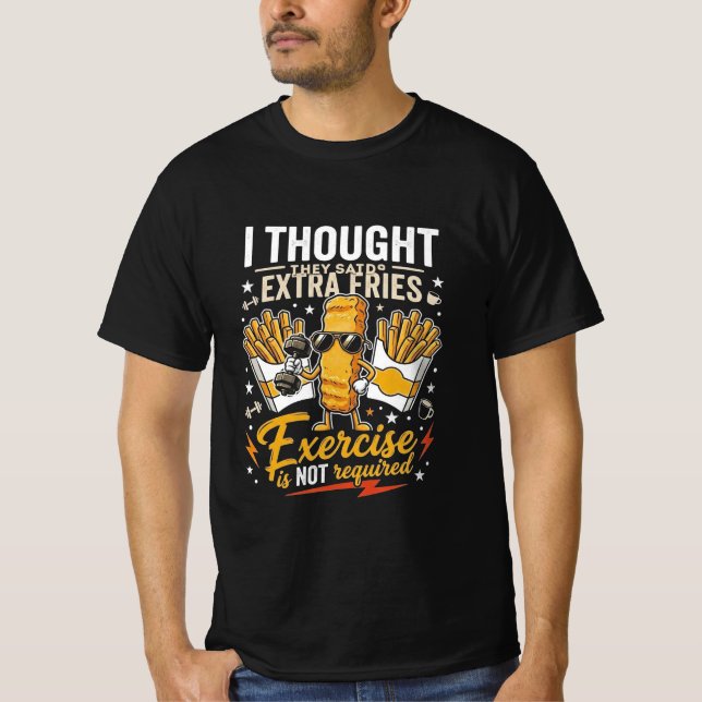 Jag trodde extra pommes frites gym  t shirt (Framsida)
