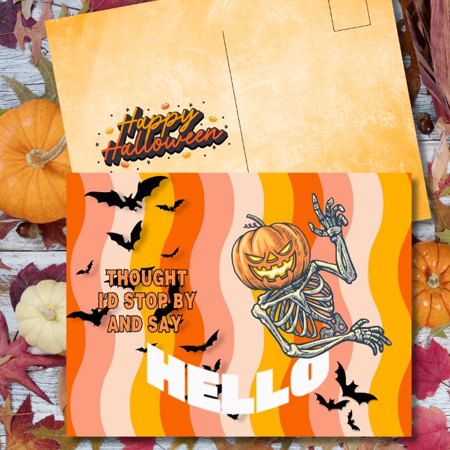 Jag trodde jag skulle stanna av Pumpkin Skeleton H Helg Vykort (Skapare uppladdad)