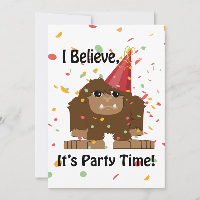 Jag tror att det är Party-dags Bigfoot-partiinbjud Inbjudningar (Framsida)