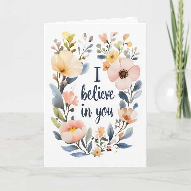Jag tror att du har vattenfärgsblommor helgkort (Framsida)