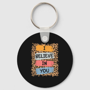 Jag tror att du retro Motivational Testday Te Nyckelring