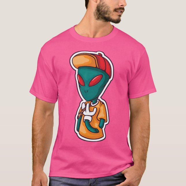 Jag tror att man röker Alien Invasion Ufo Ufo T Shirt (Framsida)
