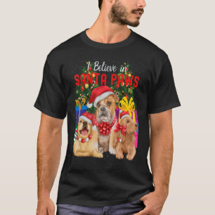 Jag tror att Santa Tass Cute Hundar under Julafton T Shirt
