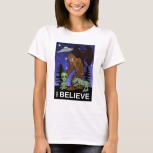 Jag tror Big Foot Alien Mothman UFO Chupacabra T Shirt