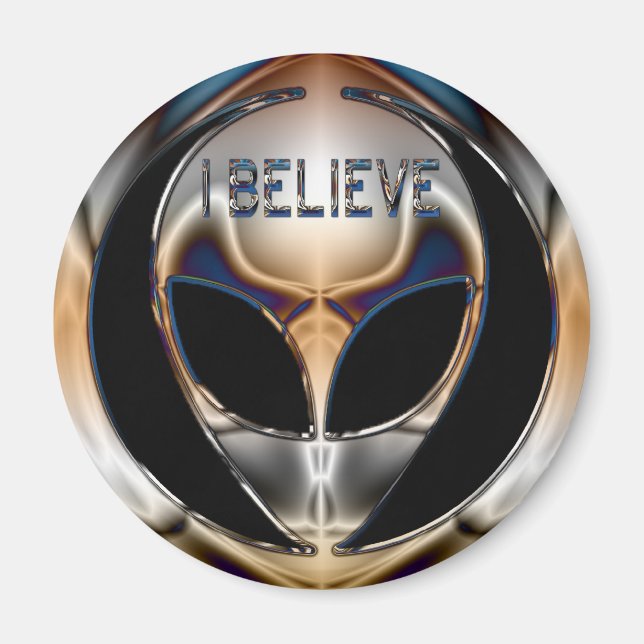 JAG TROR CHROME ALIEN HEAD MAGNET (Framsidan)
