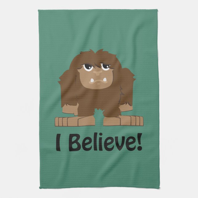 Jag tror! Cute bigfoot Kökshandduk (Vertikal)