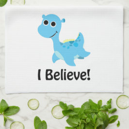 Jag tror! Cute Blue Nessie Kökshandduk