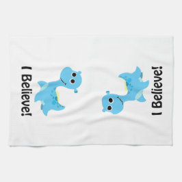 Jag tror! Cute Blue Nessie Kökshandduk