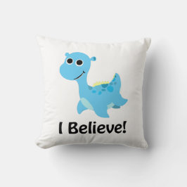 Jag tror! Cute Blue Nessie Kudde