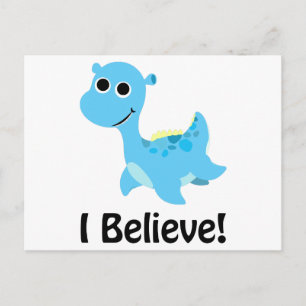 Jag tror! Cute Blue Nessie Vykort