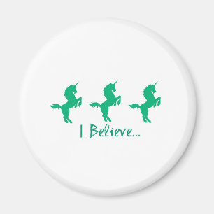 Jag tror grön Unicorndesign Magnet