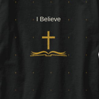 Jag tror gyllene kors och bibel inspiration t shirt