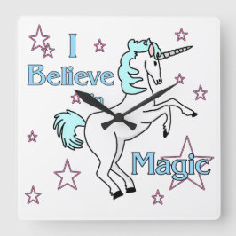 Jag tror i magisk Unicornvägg tar tid på Fyrkantig Klocka