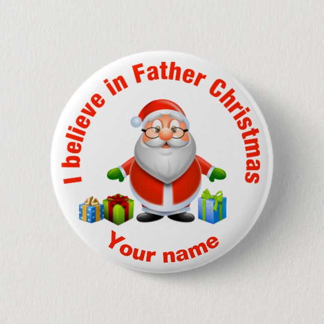 Jag tror i pappa julanpassadeemblem knapp (Framsida)